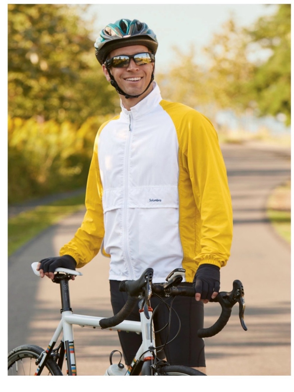 Solumbra Men’s White & Yellow Lightweight Cycling Jacket